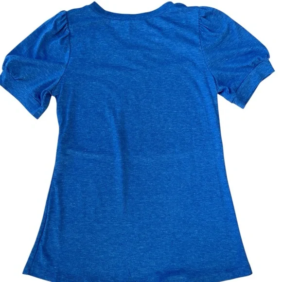 CzzzyL Women’s Nursing Blouse Blue V-Neck Puff Sleeve Top | Size Small | NWT - Picture 3 of 11